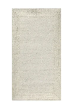 Kurzflor Teppich Creme Weiß aus Schurwolle