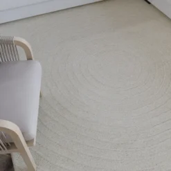 Kurzflor Teppich Creme Weiß aus Schurwolle 