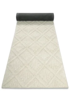 Kurzflor Teppich Creme Weiß aus Schurwolle 