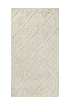 Kurzflor Teppich Creme Weiß aus Schurwolle 