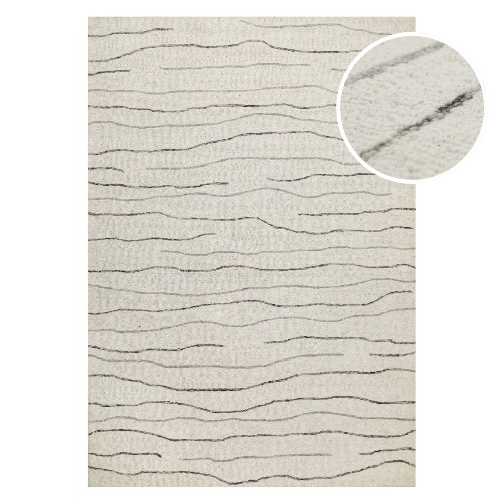 Kurzflor Teppich Creme Weiß aus Schurwolle "Hamptons ELEVEN" WECONhome