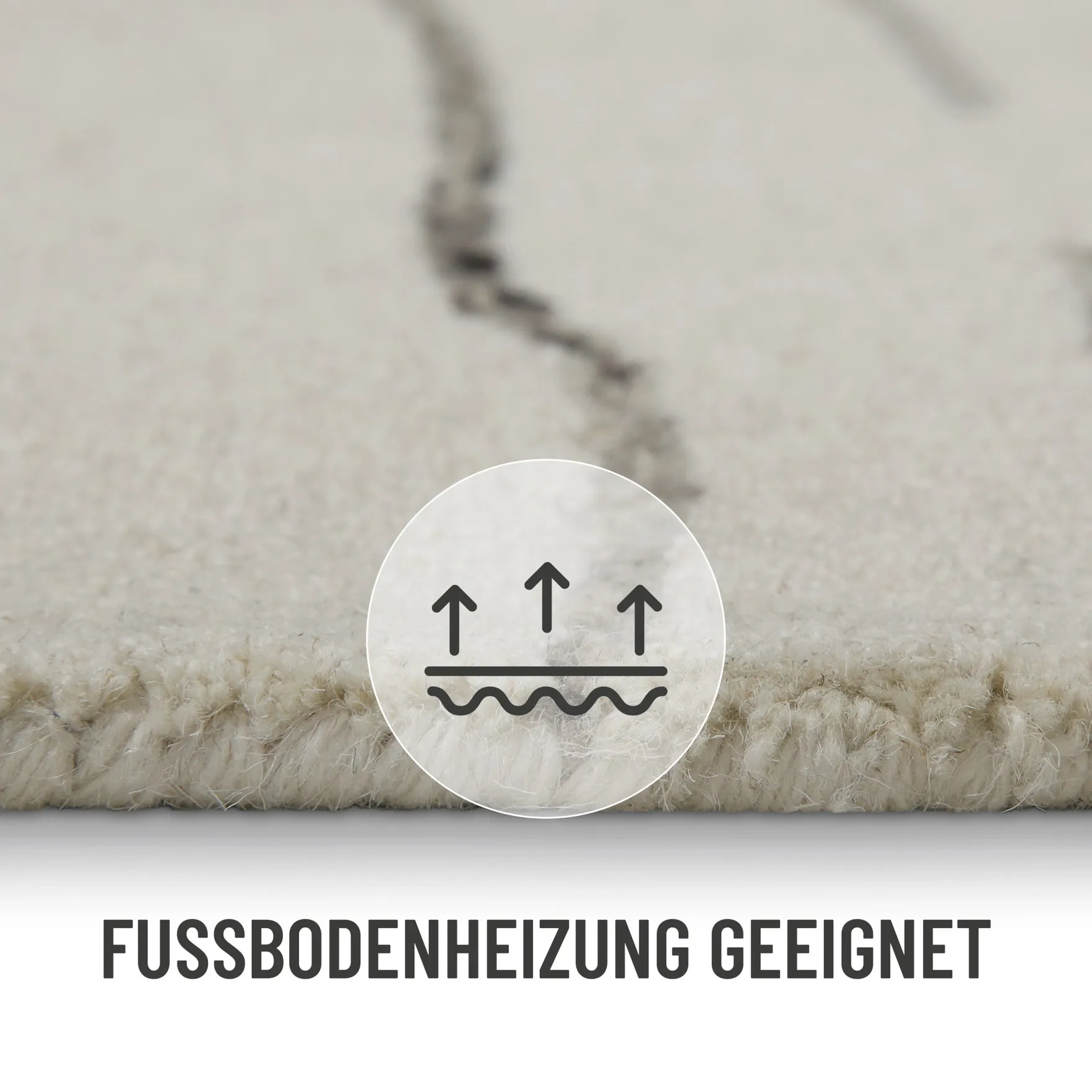 Kurzflor Teppich Creme Weiß aus Schurwolle "Hamptons ELEVEN" WECONhome