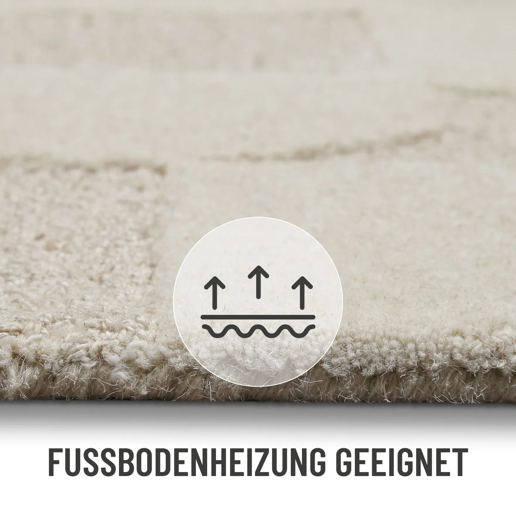 Kurzflorteppich Creme Weiß aus Schurwolle "Ocean State" WECONhome