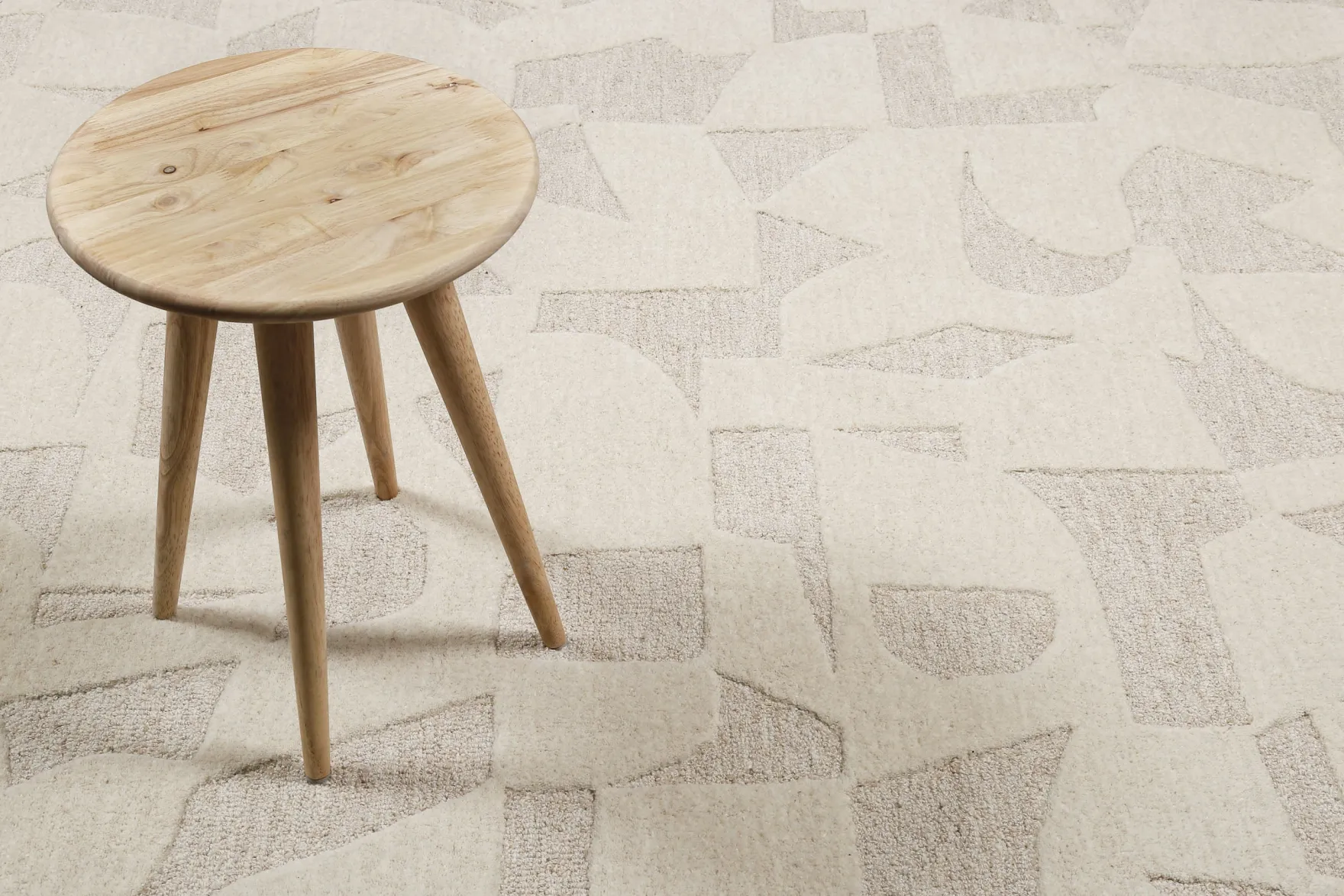 Kurzflorteppich Creme Weiß aus Schurwolle "Ocean State" WECONhome