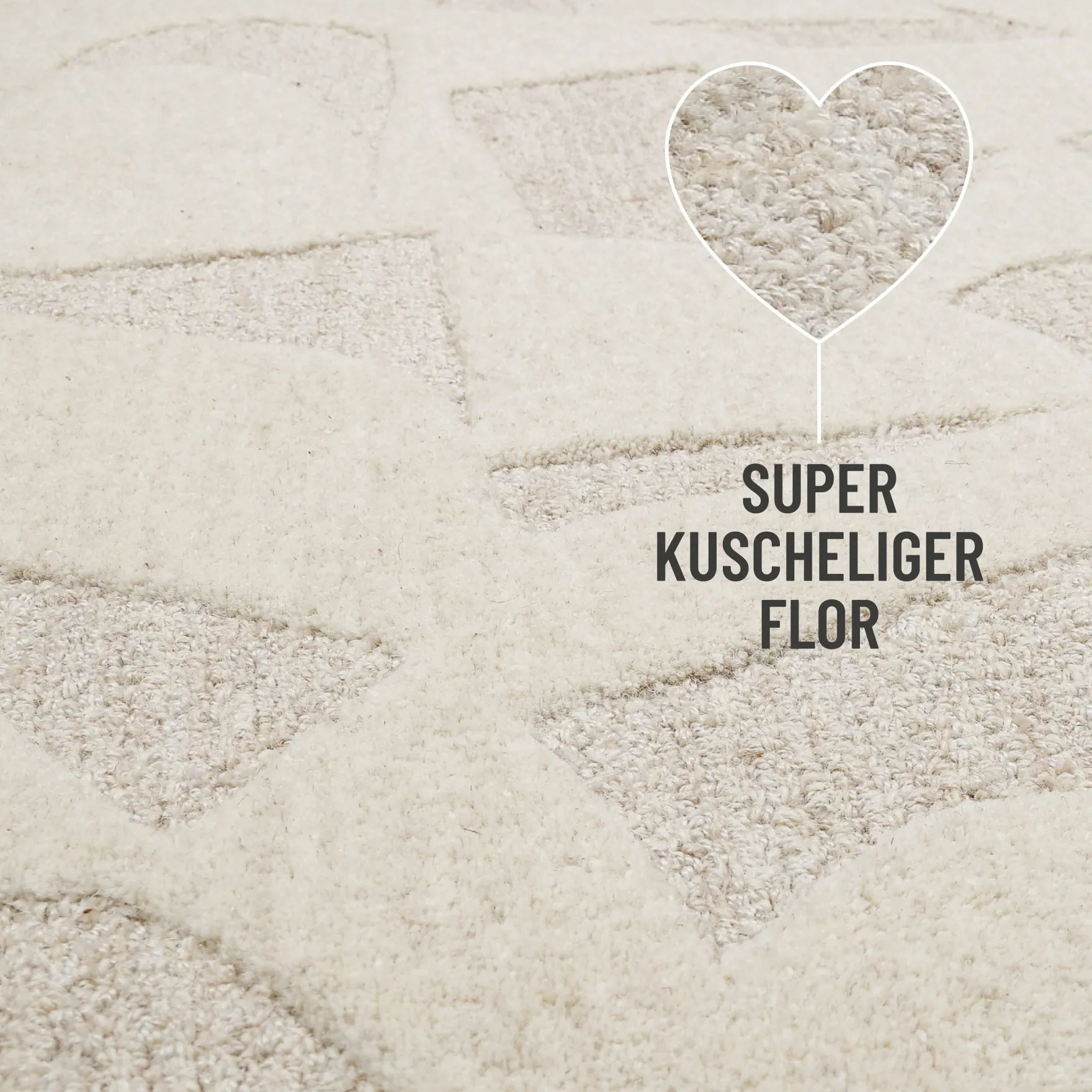 Kurzflorteppich Creme Weiß aus Schurwolle "Ocean State" WECONhome