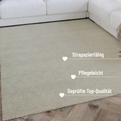 Kurzflor Teppich Creme Weiß