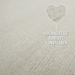Kurzflor Teppich Creme Weiß