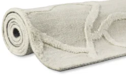 Kurzflor Teppich Creme Weiß