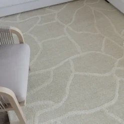 Kurzflor Teppich Creme Weiß