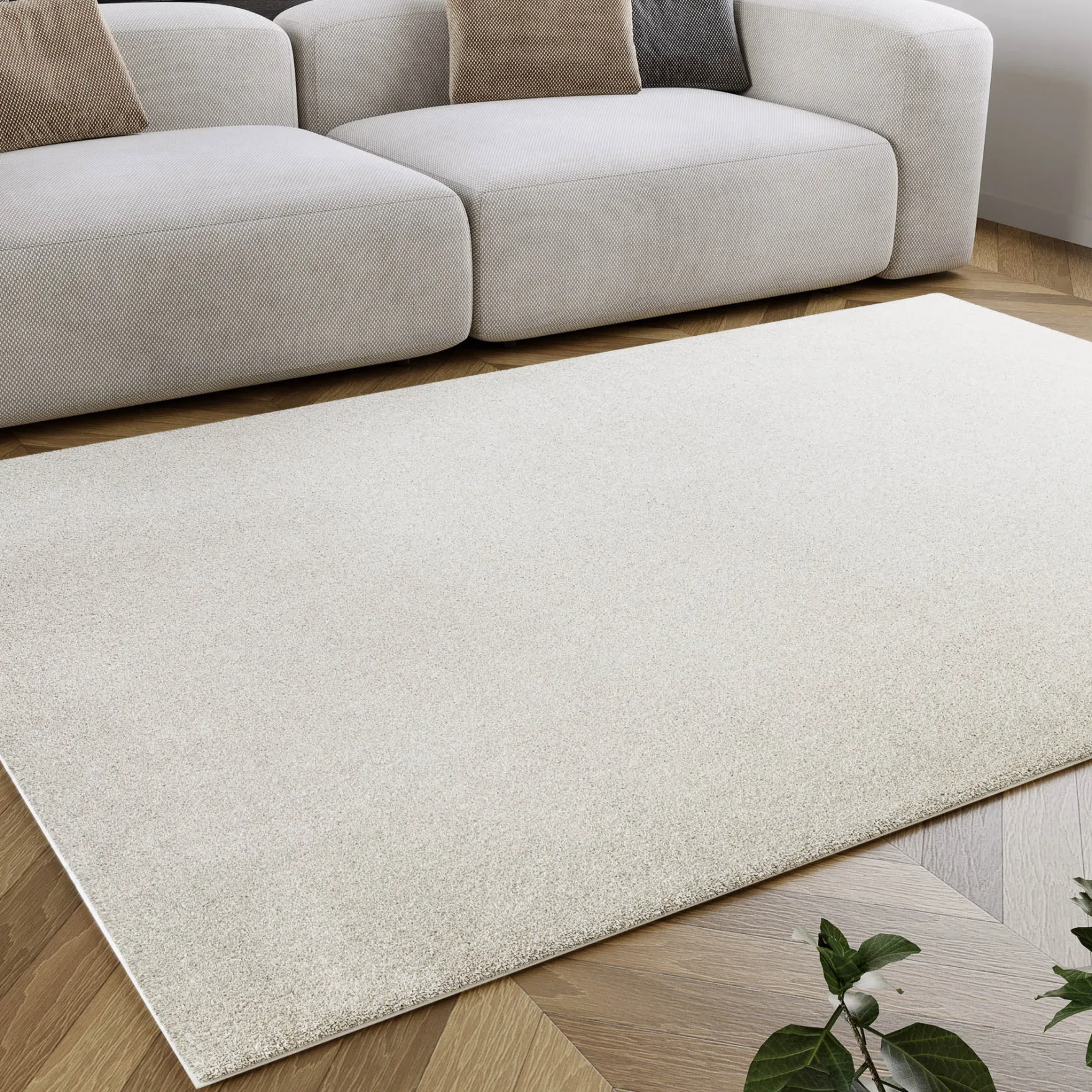 Kurzflorteppich Creme Weiß "Manta" Homie Living