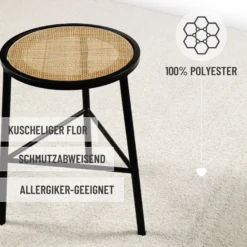 Kurzflorteppich Creme Weiß