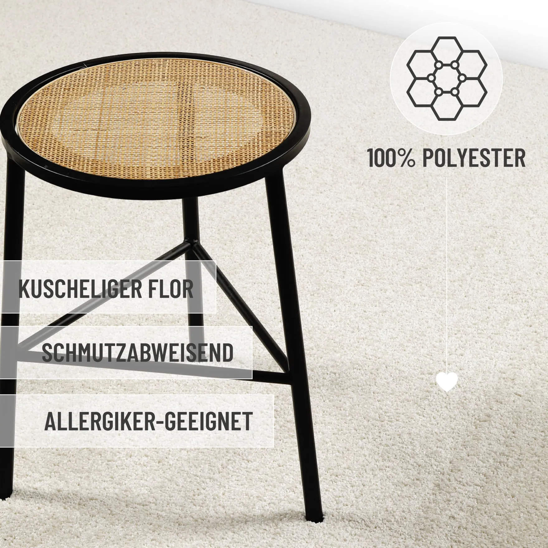Kurzflorteppich Creme Weiß "Nova" WECONhome Basics