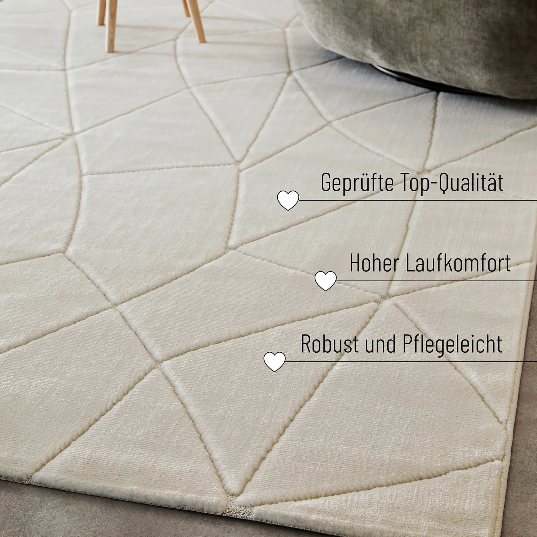 Kurzflorteppich Creme Weiß "Unplugged" WECONhome