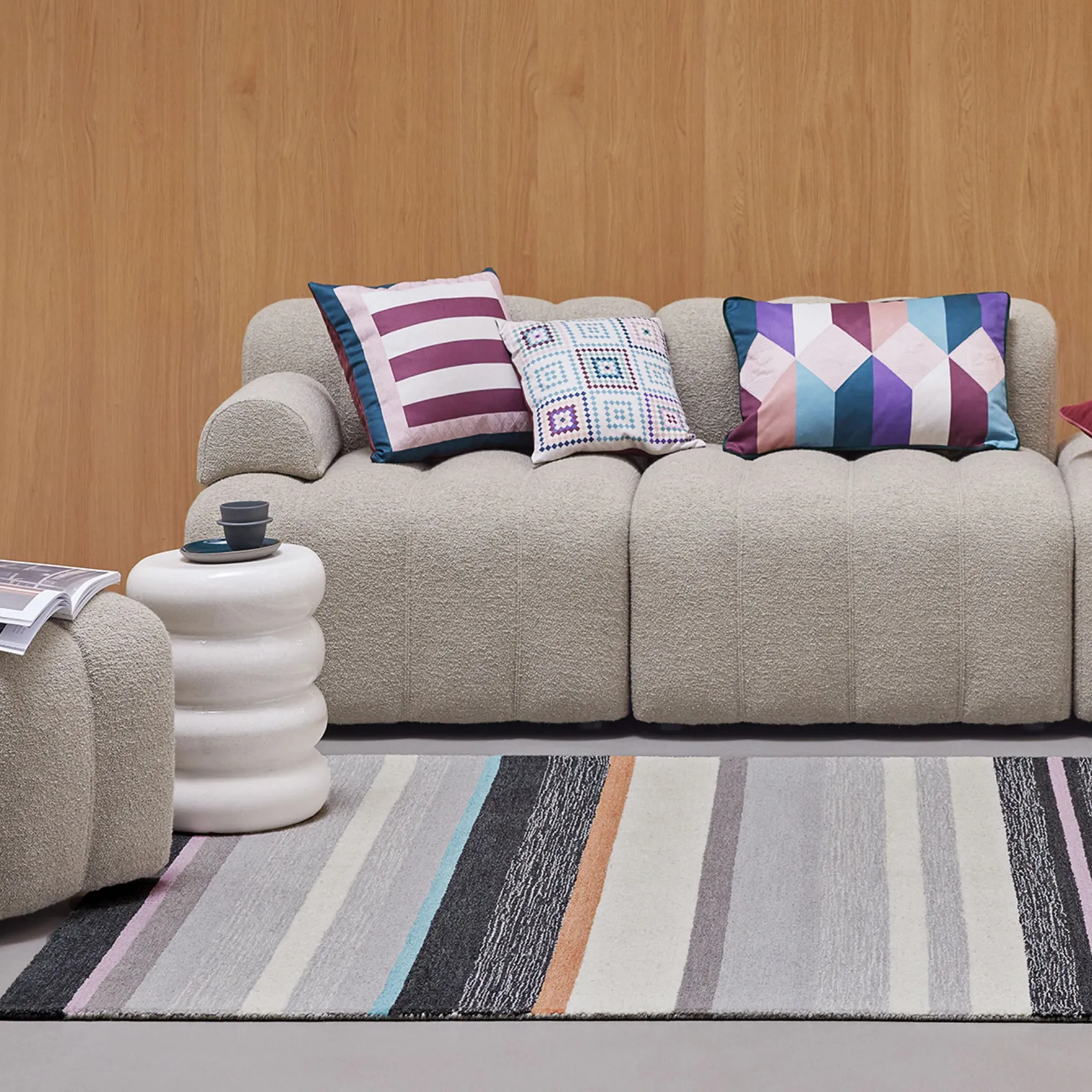Kurzflorteppich Grau Multi aus Schurwolle "Sally" WECONhome