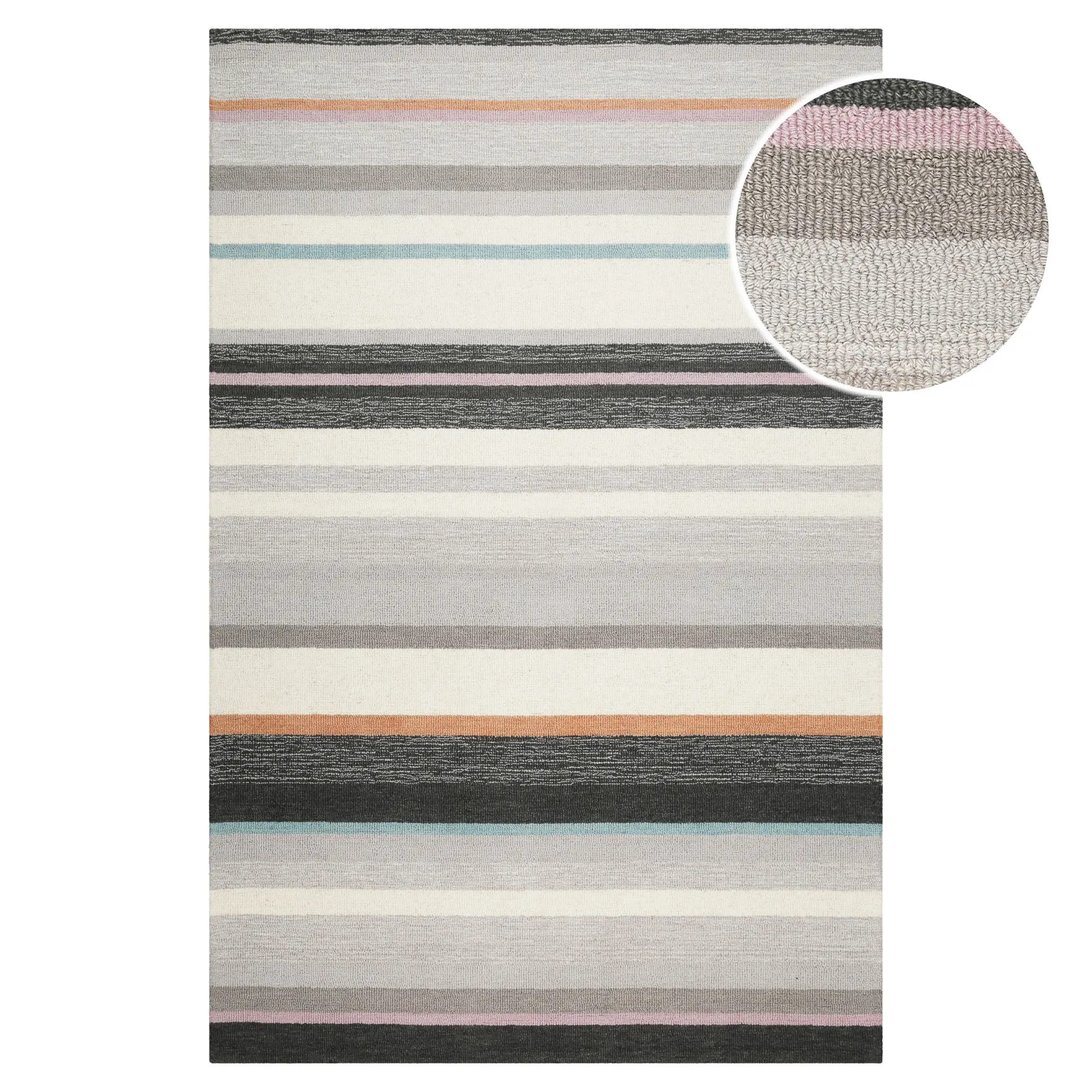 Kurzflorteppich Grau Multi aus Schurwolle "Sally" WECONhome