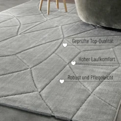 Kurzflorteppich Grau