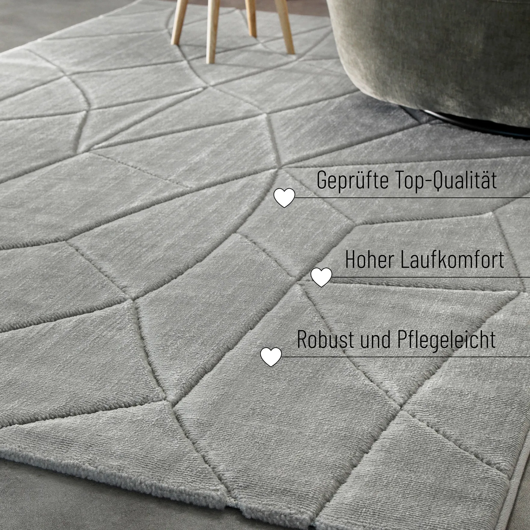 Kurzflorteppich Grau "Unplugged" WECONhome