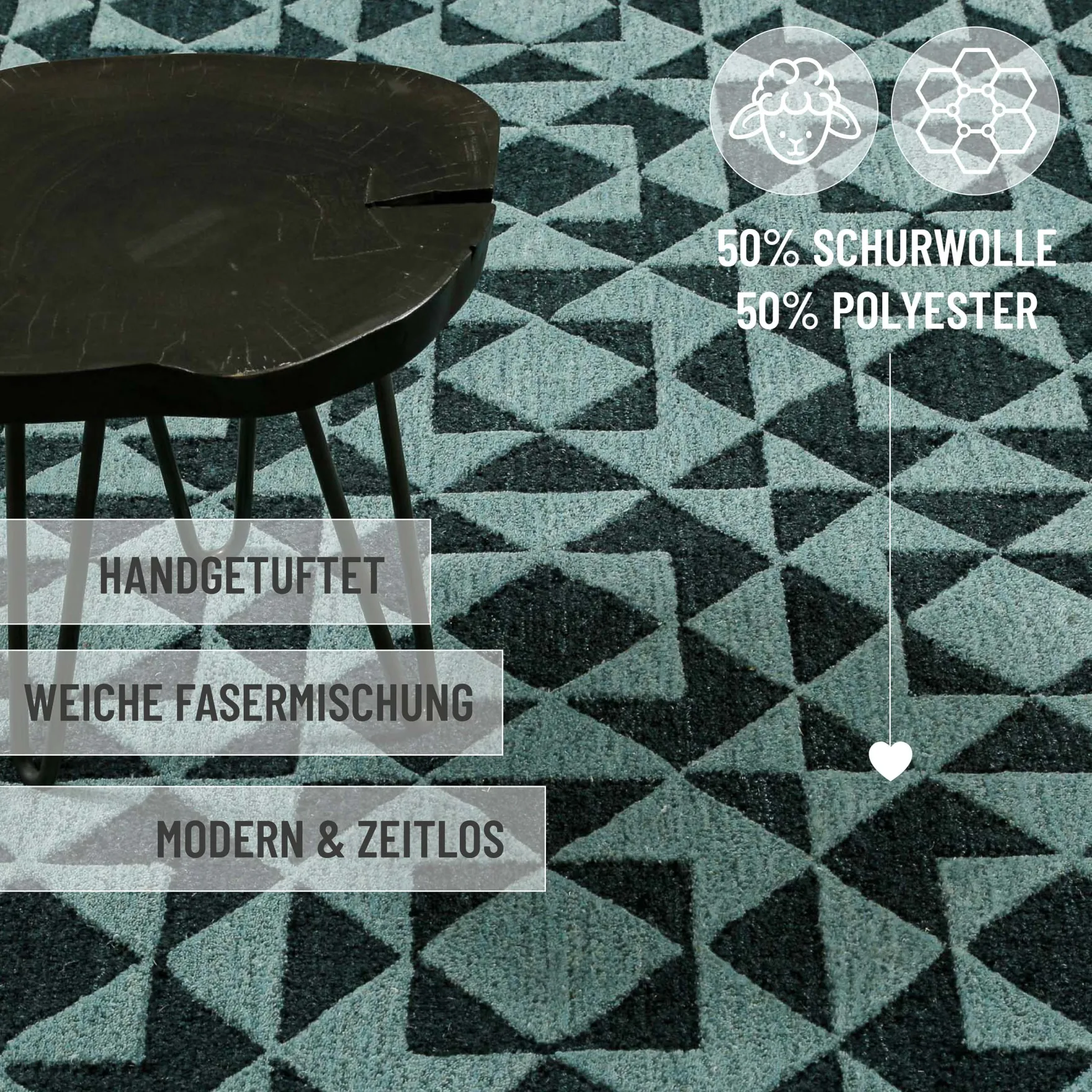 Kurzflorteppich Grün Multi "Downtown" WECONhome