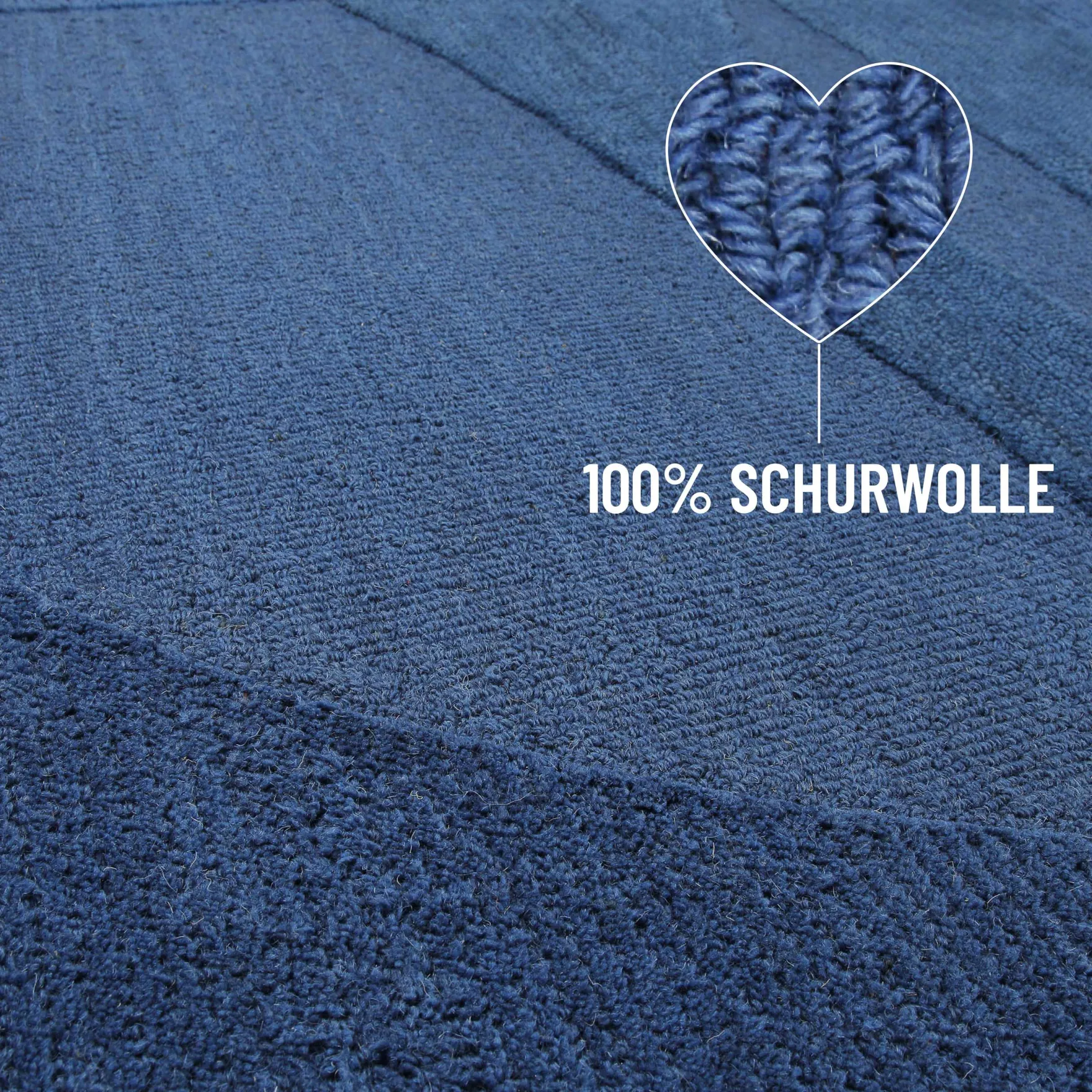 Kurzflorteppich Kobalt Blau aus Schurwolle "Dodo" WECONhome