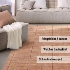 Kurzflor Teppich Lachs Rot 