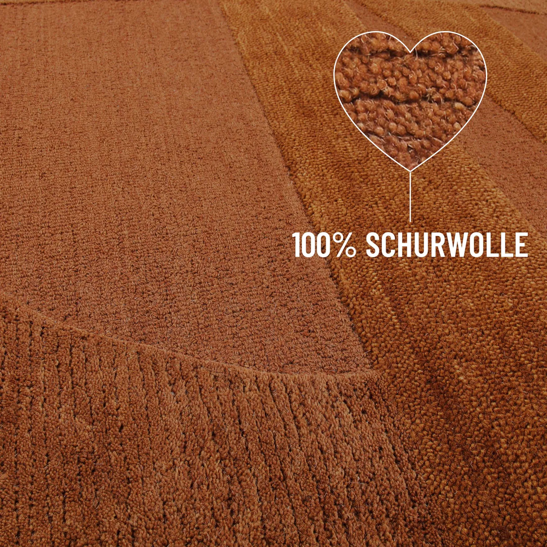 Kurzflorteppich Lehm Braun Weiß aus Schurwolle "Dodo" WECONhome