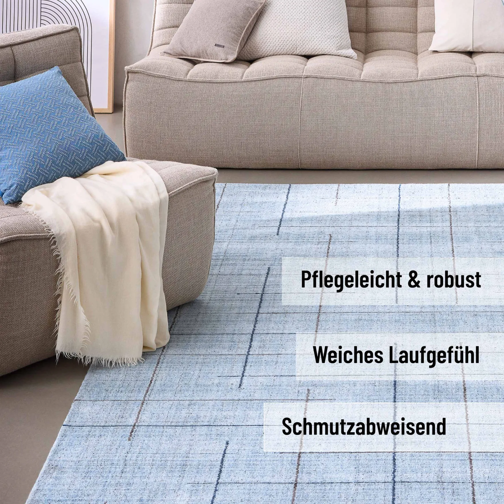 Kurzflor Teppich Licht Blau "Milly" WECONhome