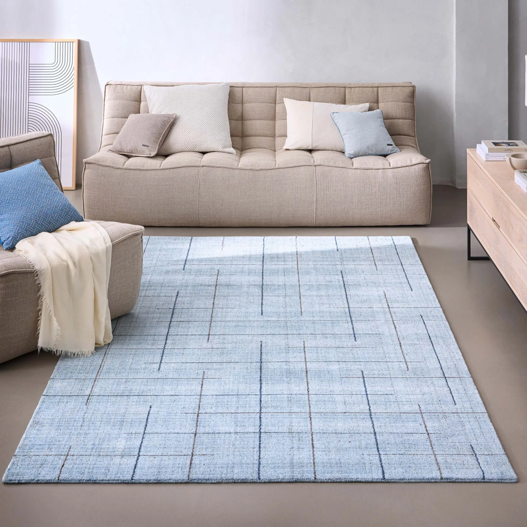 Kurzflor Teppich Licht Blau "Milly" WECONhome