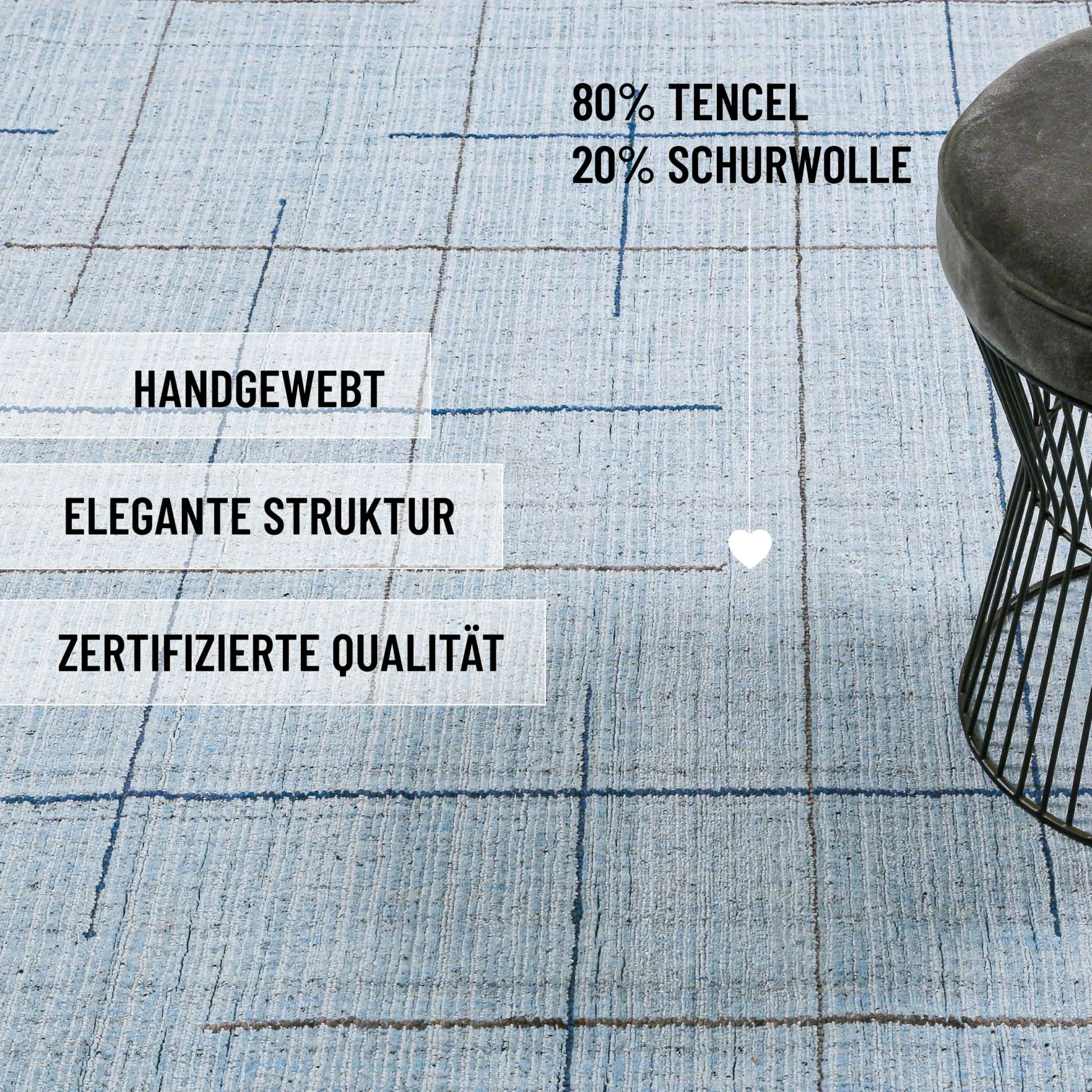Kurzflor Teppich Licht Blau "Milly" WECONhome