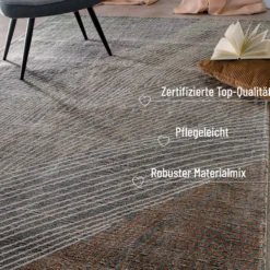 Kurzflorteppich Multi aus Viskose & Schurwolle