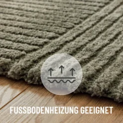 Kurzflorteppich Oliv Grün 