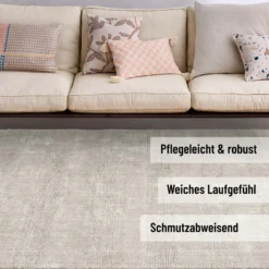 Kurzflor Teppich Perl Weiß