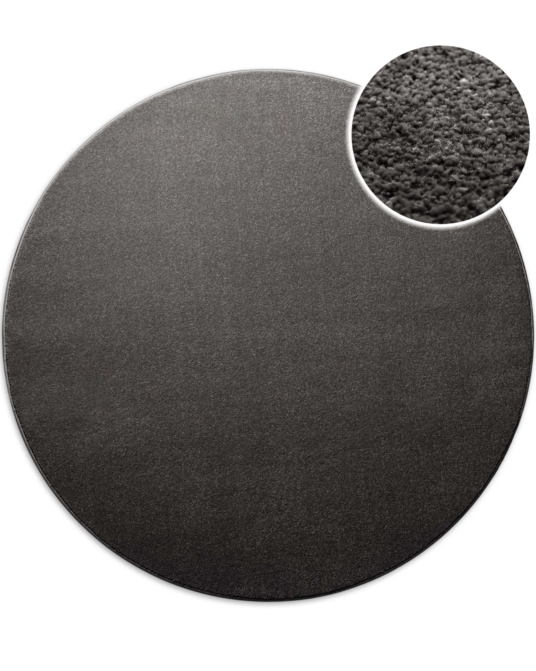 Kurzflorteppich Rund Anthrazit Grau "Montepulciano" Homie Living