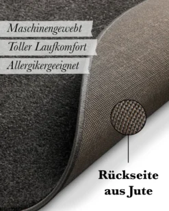 Kurzflorteppich Rund Anthrazit grau