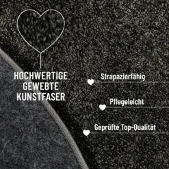 Kurzflorteppich Rund Anthrazit 
