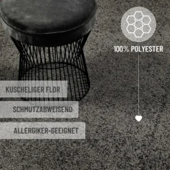 Kurzflorteppich Rund Anthrazit