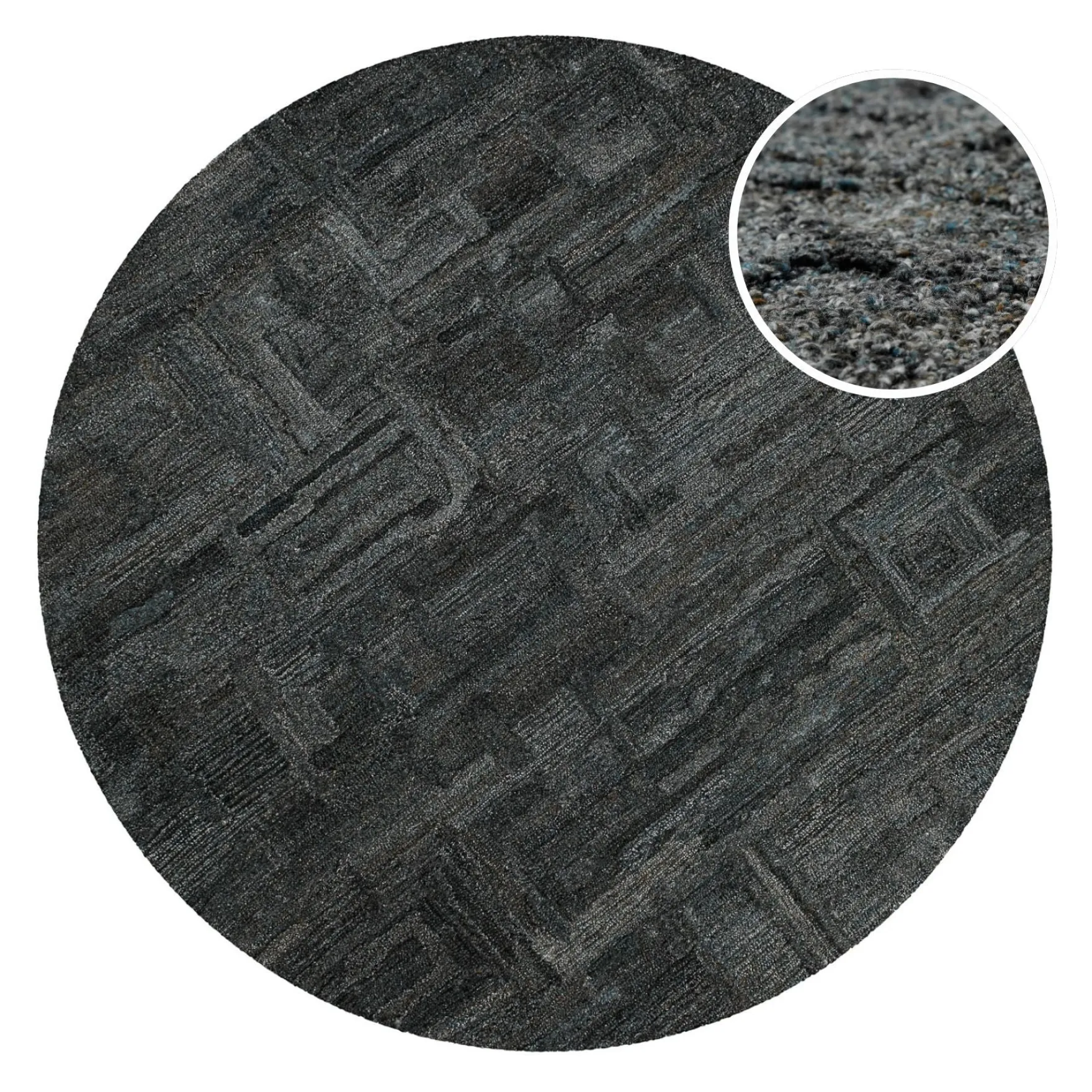 Kurzflor Teppich Rund Blau Grau "Hamptons FORTYTWO" WECONhome