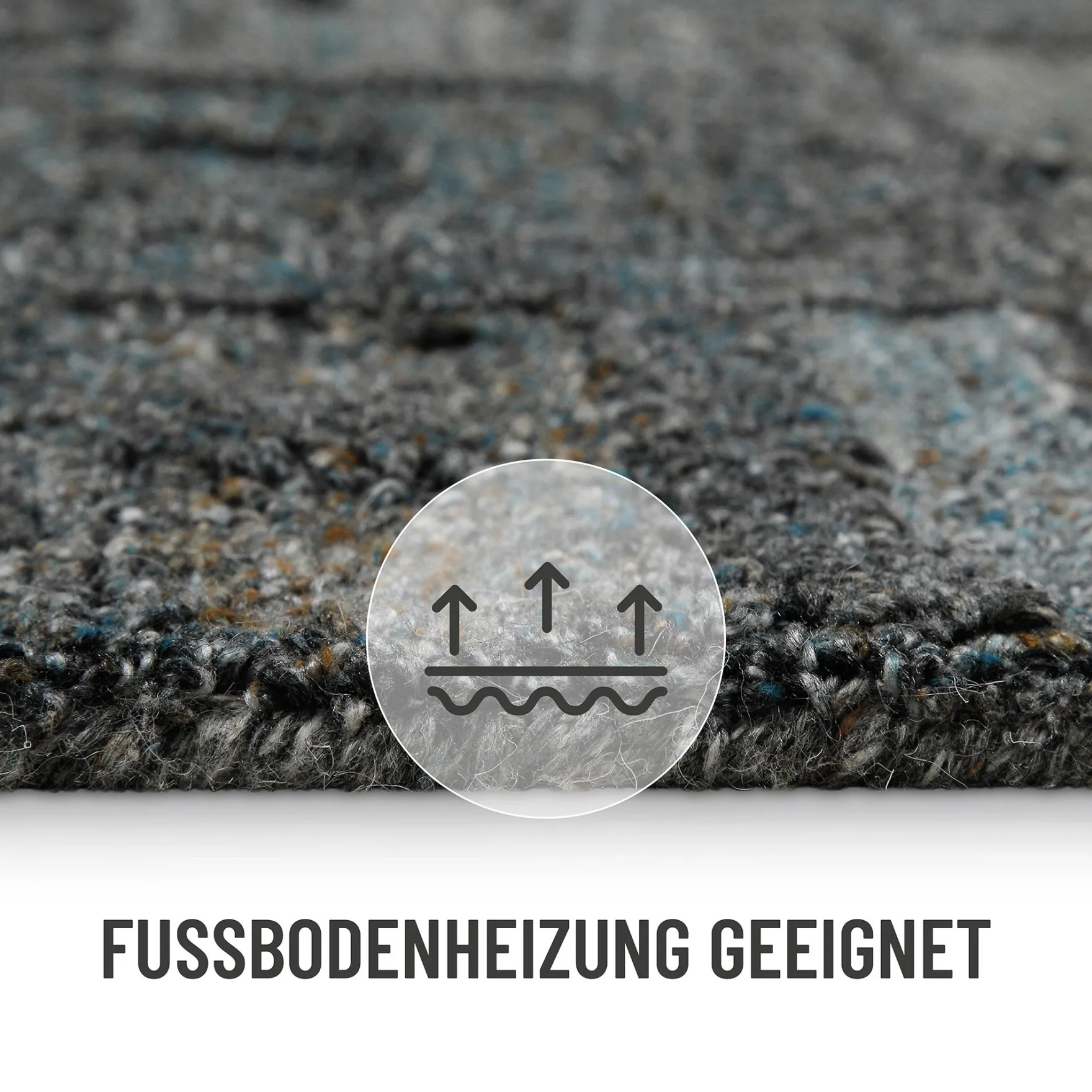 Kurzflor Teppich Rund Blau Grau "Hamptons FORTYTWO" WECONhome