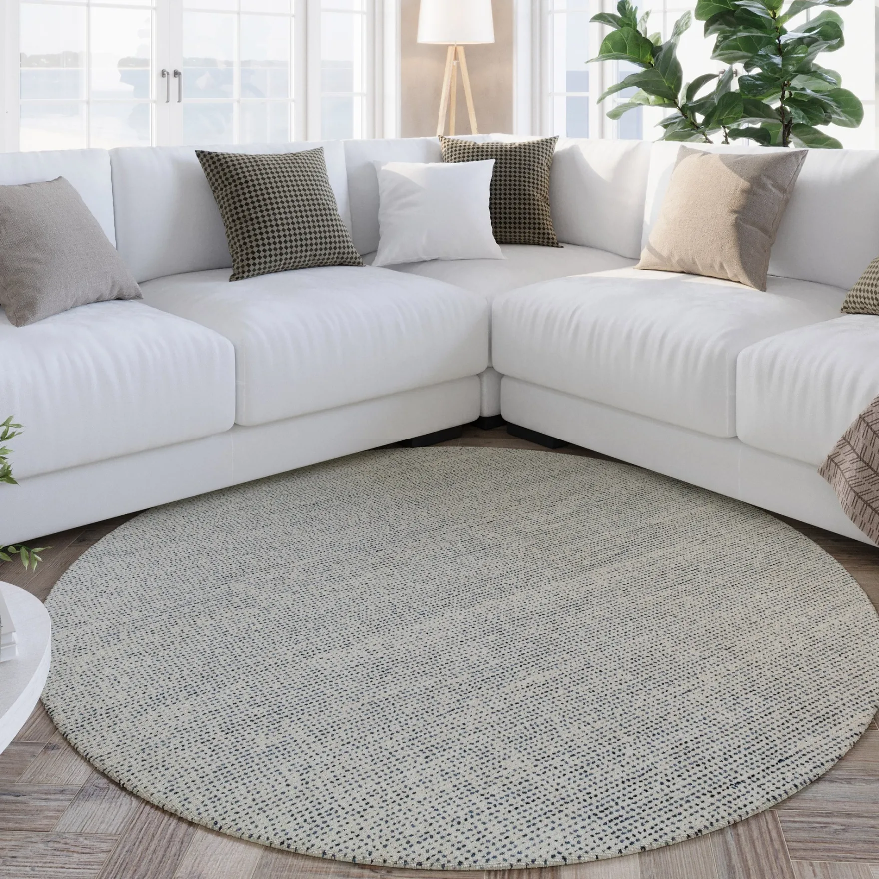 Kurzflor Teppich Rund Blau "Hamptons THIRTYTWO" WECONhome