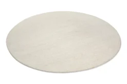 Kurzflor Teppich Rund Creme Weiß