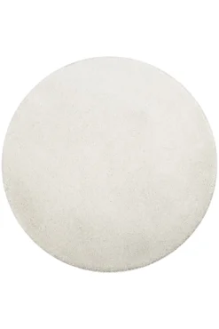 Kurzflorteppich Rund Creme Weiß