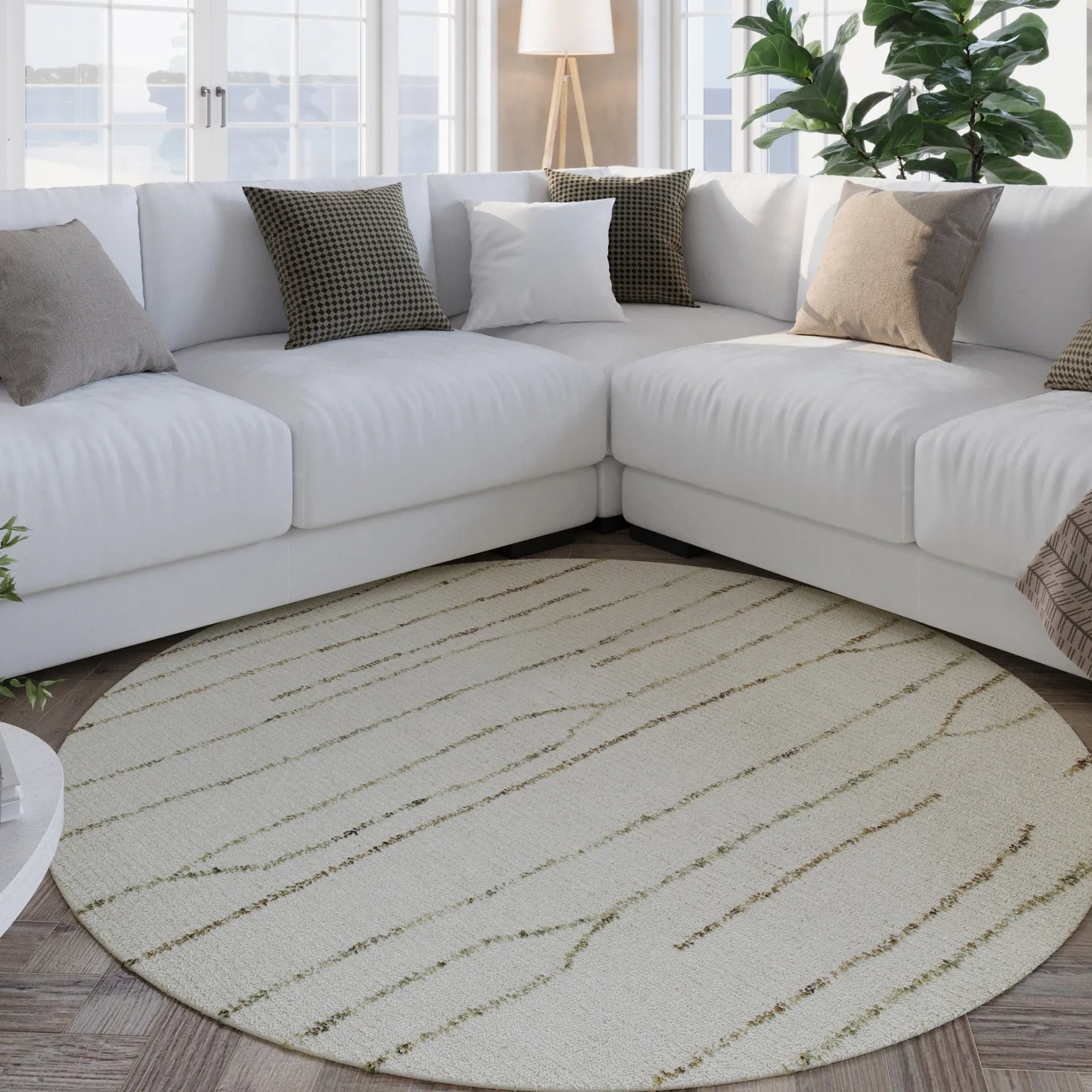 Kurzflor Teppich Rund Creme Weiß "Hamptons THIRTYNINE" WECONhome