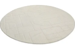 Kurzflor Teppich Rund Creme Weiß "Hamptons TWENTYEIGHT" WECONhome