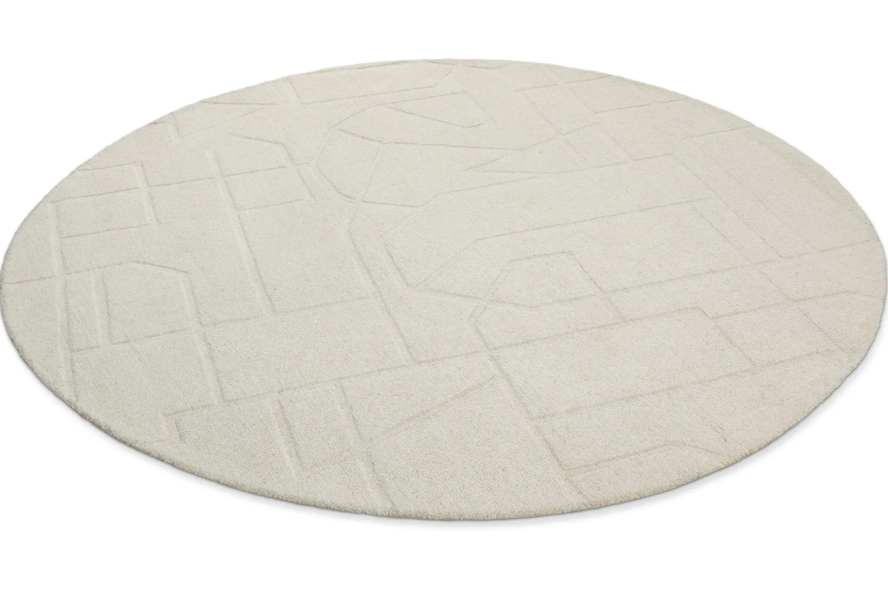Kurzflor Teppich Rund Creme Weiß "Hamptons TWENTYEIGHT" WECONhome