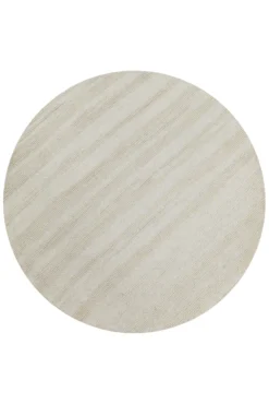 Kurzflor Teppich Rund Creme Weiß