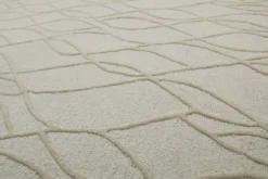 Kurzflor Teppich Rund Creme Weiß aus Schurwolle
