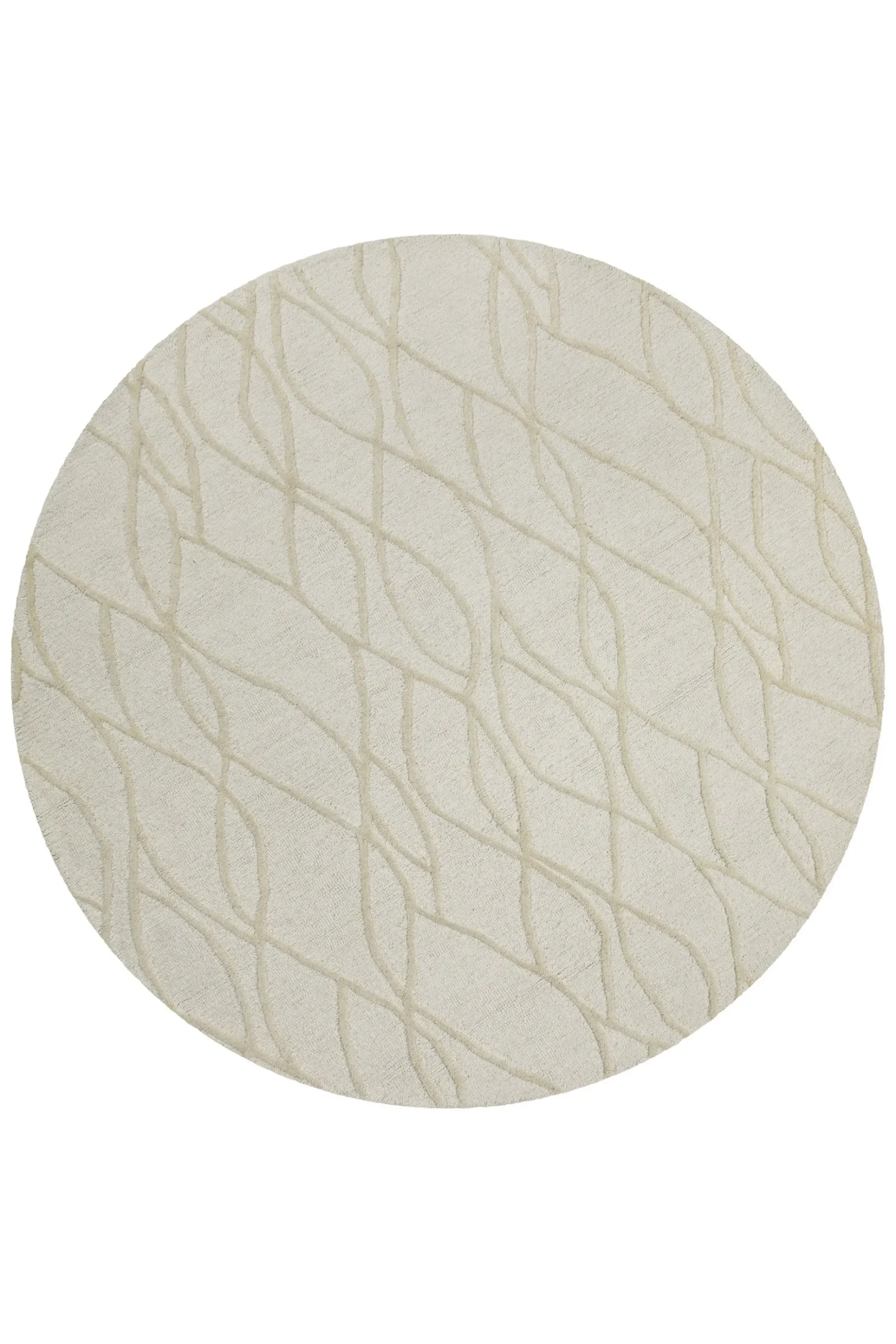 Kurzflor Teppich Rund Creme Weiß aus Schurwolle "Hamptons TWENTYTHREE" WECONhome