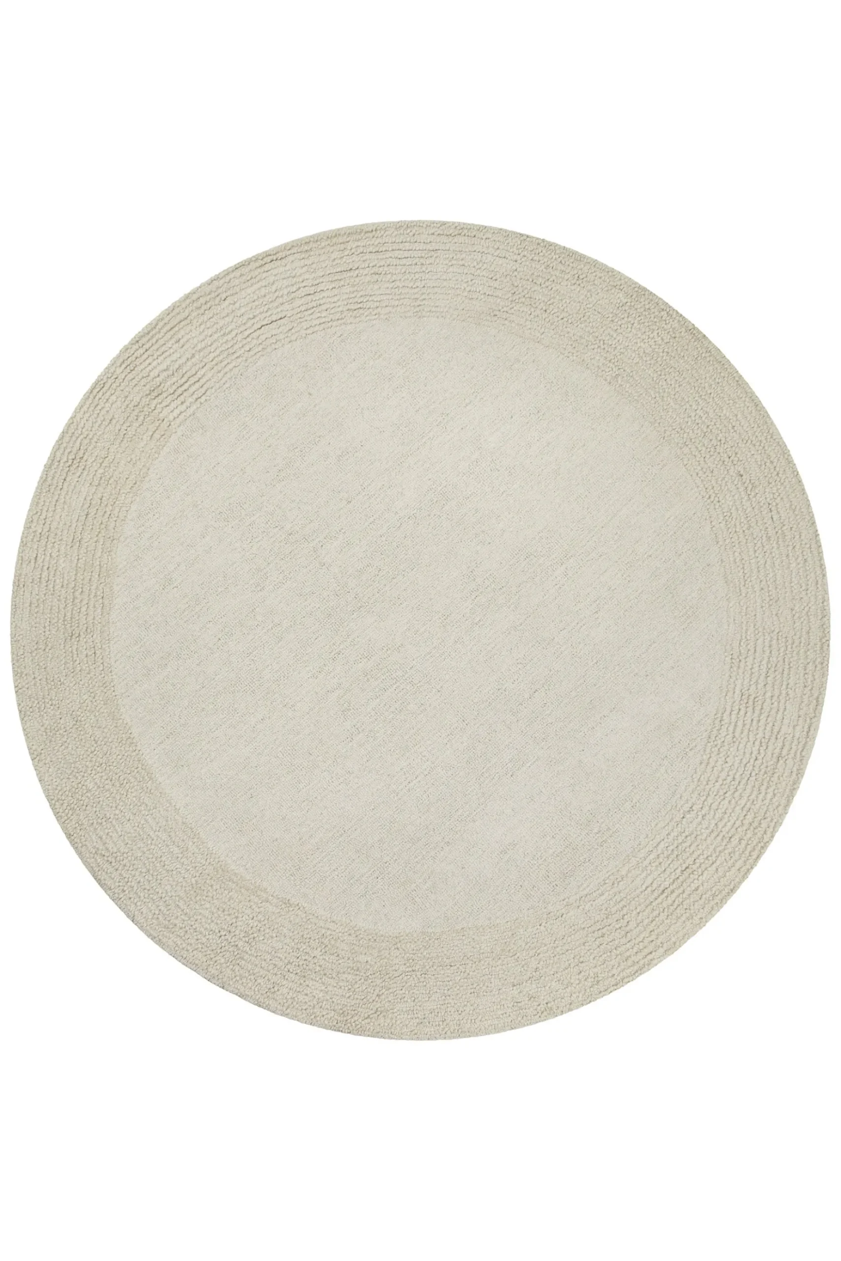 Kurzflor Teppich Rund Creme Weiß aus Schurwolle "Hamptons TWENTYONE" WECONhome