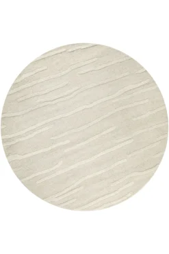 Kurzflor Teppich Rund Creme Weiß aus Schurwolle