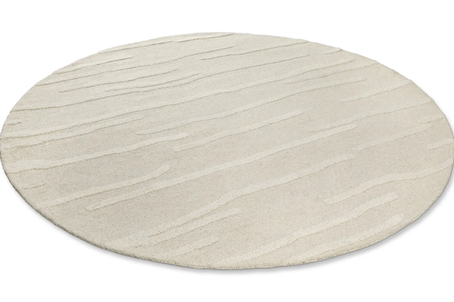 Kurzflor Teppich Rund Creme Weiß aus Schurwolle "Hamptons TWENTY" WECONhome