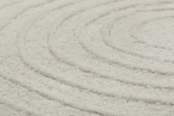 Kurzflor Teppich Rund Creme Weiß aus Schurwolle